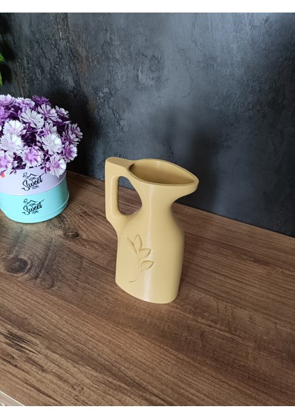 3D Baskı Dekoratif Testi Vazo, Rustik Tasarım Yaprak Desenli Çiçeklik, Modern Ev Dekoru