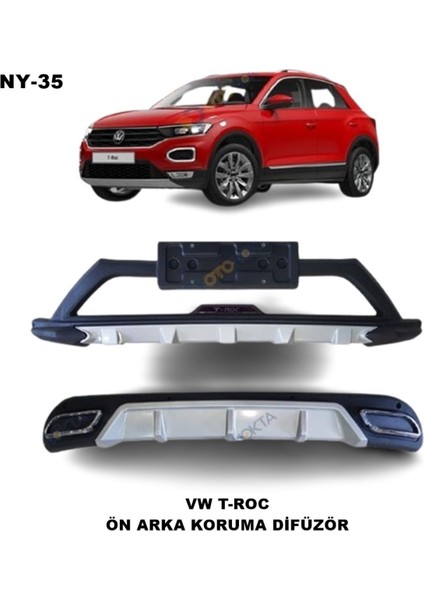 Volkswagen T-Roc Ön ve Arka Tampon Koruma Difüzör 2018 Sonrası Spor Model T-Roc Ön Arka Difüzör
