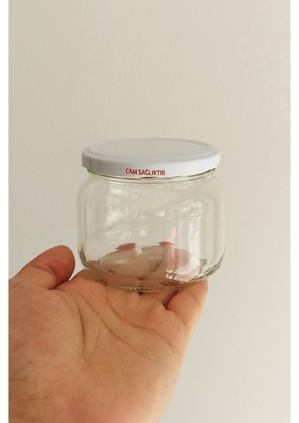 400 ml Kavanoz Metal Beyaz Konserve Kapaklı 400 cc Şeffaf Magnolya Cam Kavanoz 1 Adet fiyatları