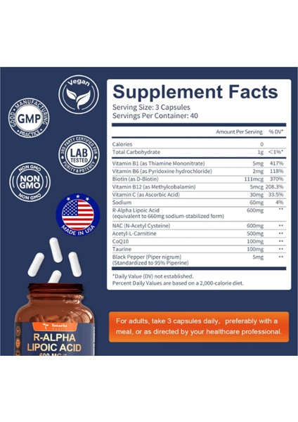 Healt R Alpha Lipoic Acid 600 mg With Nac – Ala Antioxidant Neuropathy - Nerve Health - Cell Energy – Anti-Aging Vegan 120 Kapsül fiyatları