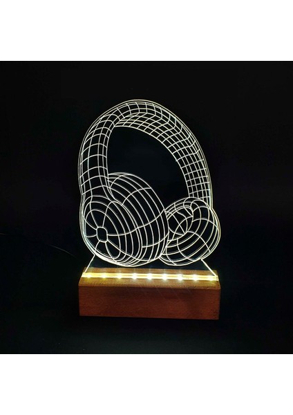 3D Kulaklık LED Işıklı Pleksi Kişiye Özel Gece Lambası