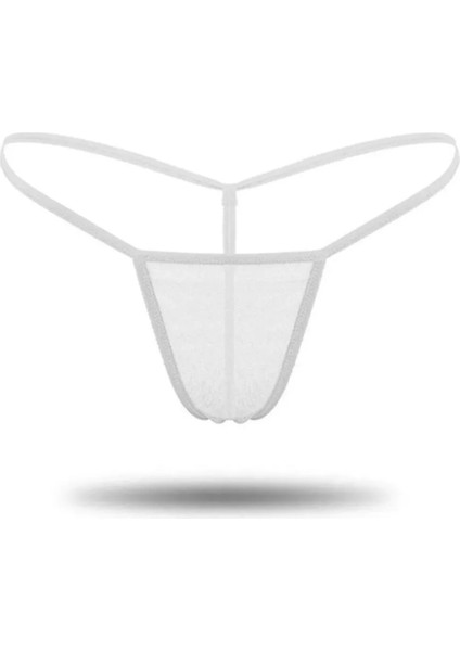 Beyaz Tül Transparan Büyük Beden Seçenekli String Tanga