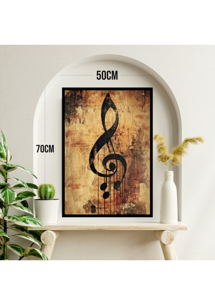 Müzik Nota Büyük Boy Renkli Solmaz Kaliteli Baskı Çerçeve Görünümlü Mdf Tablo 70X50CM 121 modelleri