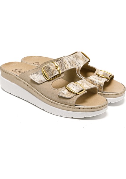 Kadın Sandalet 5619 Green Life Stretch Women's Footwear Gold/beige modelleri