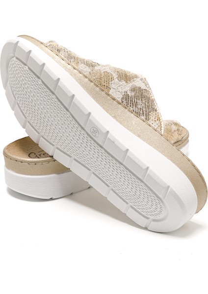 Kadın Sandalet 5619 Green Life Stretch Women's Footwear Gold/beige