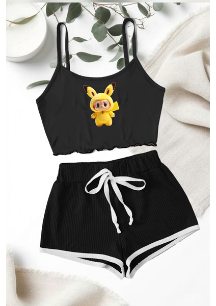 Labubu Pikachu Şort Takım