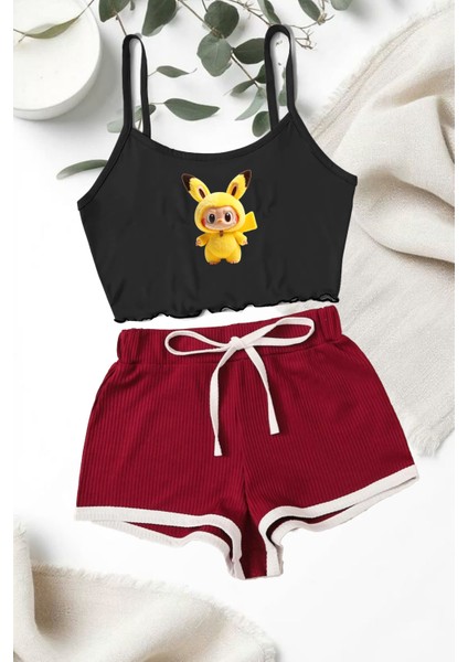 Labubu Pikachu Şort Takım