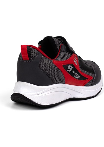 Çocuk Unisex Füme Kırmızı Cırtlı Rahat Günlük Sneaker Spor Ayakkabı indirimleri