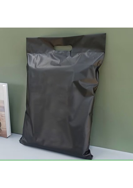 45X55+5+7CM El Geçmeli Lüx Mat Siyah Cepsiz Kargo Poşeti