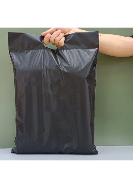 45X55+5+7CM El Geçmeli Lüx Mat Siyah Cepsiz Kargo Poşeti