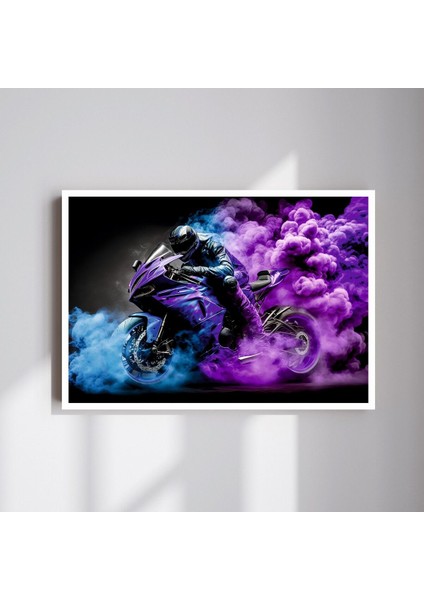 Motor Büyük Boy Renkli Solmaz Kaliteli Baskı Çerçeve Görünümlü Mdf Tablo 70X50CM 152