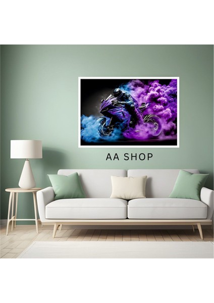 Motor Büyük Boy Renkli Solmaz Kaliteli Baskı Çerçeve Görünümlü Mdf Tablo 70X50CM 152 fiyatları