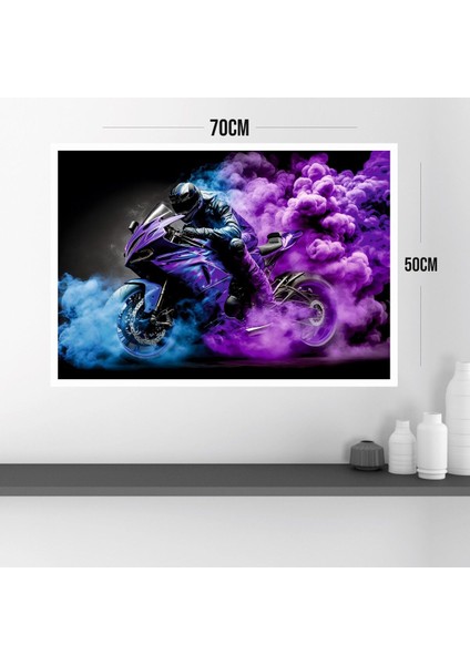 Motor Büyük Boy Renkli Solmaz Kaliteli Baskı Çerçeve Görünümlü Mdf Tablo 70X50CM 152 modelleri