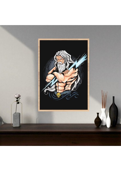 Zeus Büyük Boy Renkli Solmaz Dede Baskı Çerçeve Görünümlü Mdf Tablo 70X50CM 194