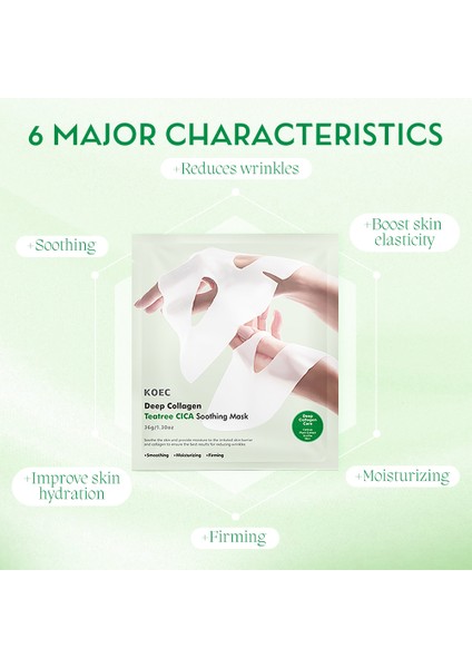 Bio Kolajen Şeffaflaşan Yüz Maskesi Cilt Yatıştırıcı Akne Karşıtı -Teatree Cıca Soothing 4ADET modelleri