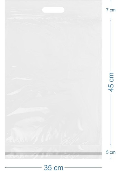 35X45+5+7CM El Geçmeli Lüx Mat Beyaz Cepsiz Kargo Poşeti