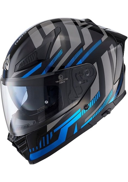 Nukro Power Mavi Siyah Kapalı Kask Pinlock Hediyeli Tam Kask