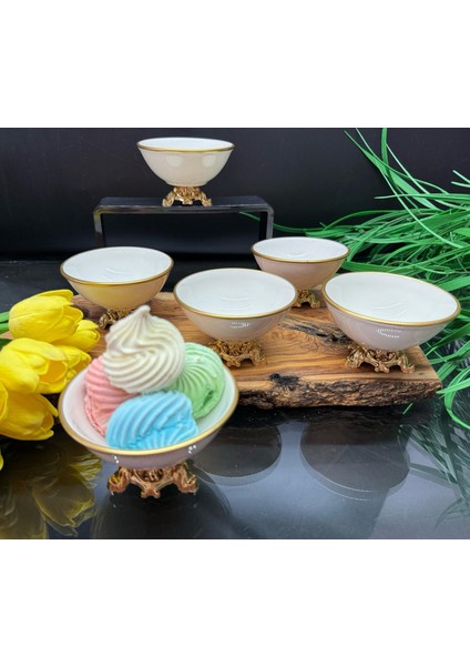 Porselen Gold Ayaklı Kase Takımı