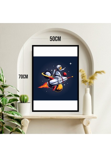 Uzay Astronot Büyük Boy Renkli Solmaz Kaliteli Baskı Çerçeve Görünümlü Mdf Tablo 70X50CM 189 modelleri