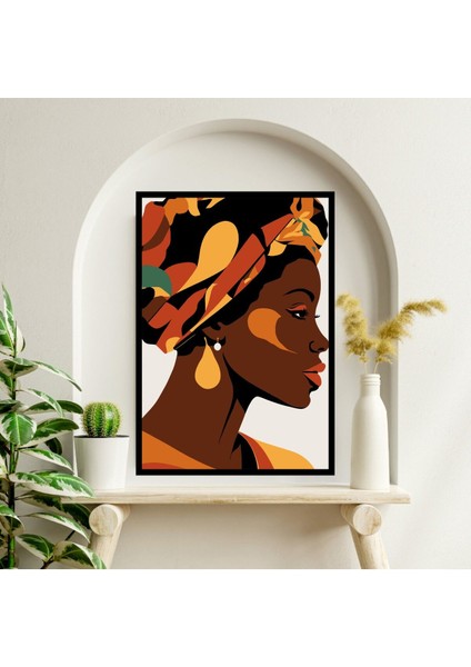 Afrika Kadın Büyük Boy Renkli Solmaz Kaliteli Baskı Çerçeve Görünümlü Mdf Tablo 70X50CM 09 fiyatları