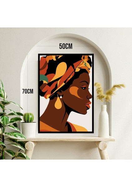 Afrika Kadın Büyük Boy Renkli Solmaz Kaliteli Baskı Çerçeve Görünümlü Mdf Tablo 70X50CM 09 modelleri