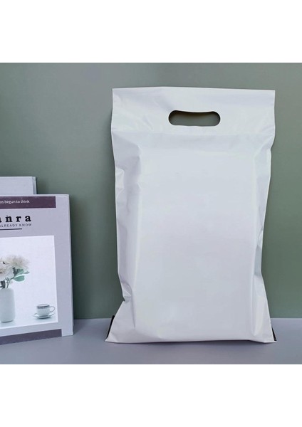 45X55+5+7CM El Geçmeli Lüx Mat Beyaz Cepsiz Kargo Poşeti