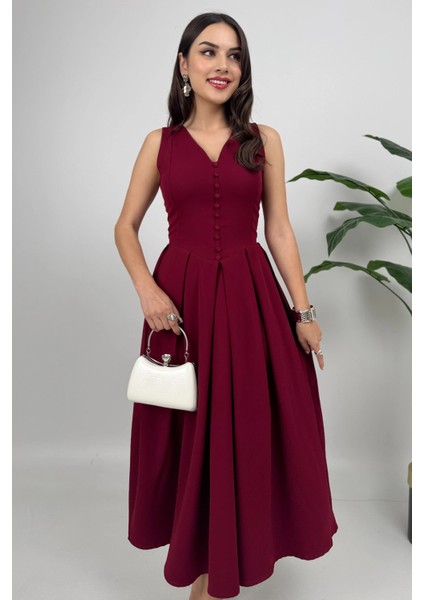 Nora Kadın Şık Ofis, Günlük ve Davet Bordo Elbise – Rahat ve Modern Tasarım modelleri