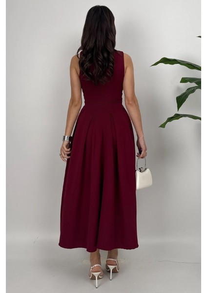 Nora Kadın Şık Ofis, Günlük ve Davet Bordo Elbise – Rahat ve Modern Tasarım indirimleri