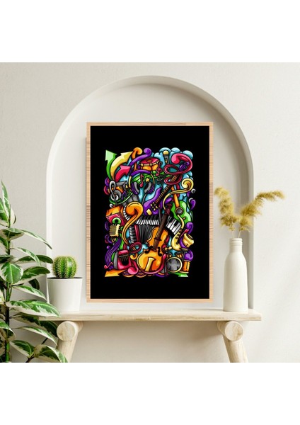 Müzik Büyük Boy Renkli Solmaz Kaliteli Baskı Çerçeve Görünümlü Mdf Tablo 70X50CM 251 fiyatları