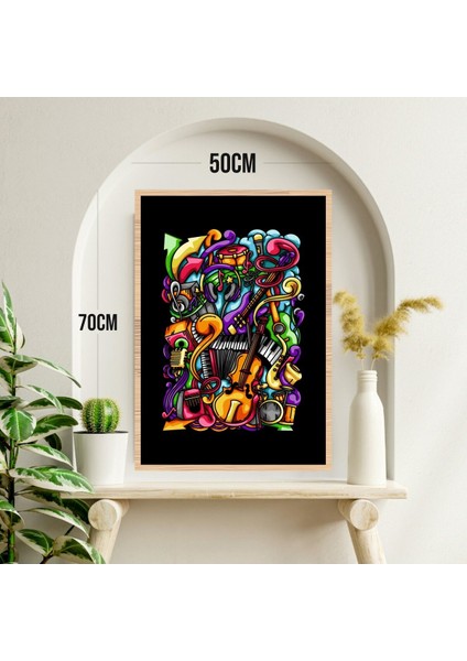 Müzik Büyük Boy Renkli Solmaz Kaliteli Baskı Çerçeve Görünümlü Mdf Tablo 70X50CM 251 modelleri