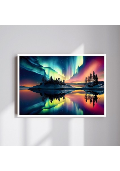 Uzay Doğa Manzara Büyük Boy Renkli Solmaz Kaliteli Baskı Çerçeve Görünümlü Mdf Tablo 70X50CM 98