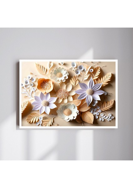 Çiçek Büyük Boy Renkli Solmaz Kaliteli Baskı Çerçeve Görünümlü Mdf Tablo 70X50CM 81