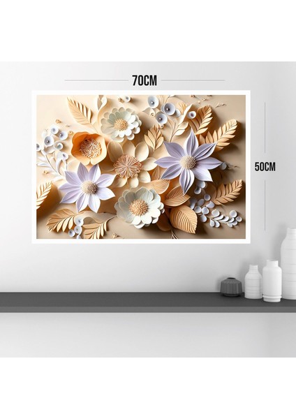 Çiçek Büyük Boy Renkli Solmaz Kaliteli Baskı Çerçeve Görünümlü Mdf Tablo 70X50CM 81 modelleri