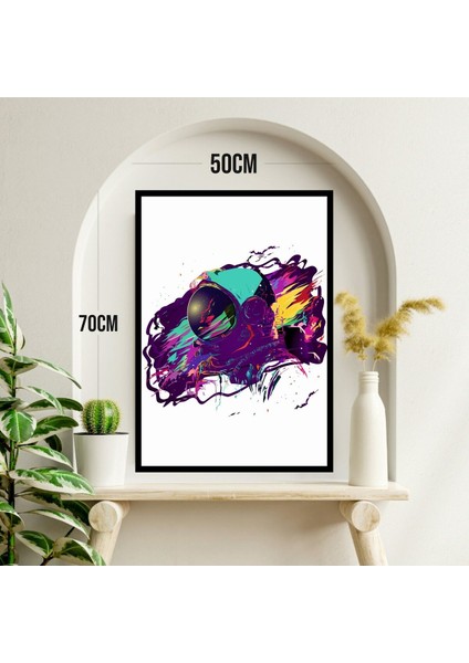 Astronot Uzay Büyük Boy Renkli Solmaz Kaliteli Baskı Çerçeve Görünümlü Mdf Tablo 70X50CM 177 modelleri