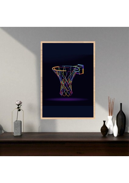 Basketbol Pota Büyük Boy Renkli Solmaz Kaliteli Baskı Çerçeve Görünümlü Mdf Tablo 70X50CM 212