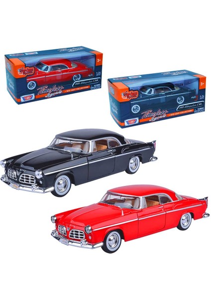Motormax Metal Araba 1955 Chrysler C300 1:24 3+ Kırmızı ve Siyah 2'li Set
