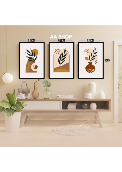 3 Parça Çiçek Yaprak Renkli Solmaz Kaliteli Baskı Çerçeve Görünümlü Mdf Tablo Set 91 modelleri