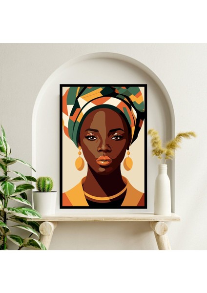Afrika Kadın Büyük Boy Renkli Solmaz Kaliteli Baskı Çerçeve Görünümlü Mdf Tablo 70X50CM 10 fiyatları