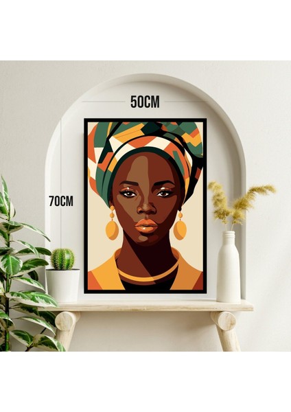 Afrika Kadın Büyük Boy Renkli Solmaz Kaliteli Baskı Çerçeve Görünümlü Mdf Tablo 70X50CM 10 modelleri
