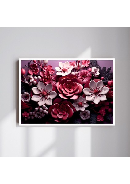 Çiçek Büyük Boy Renkli Solmaz Kaliteli Baskı Çerçeve Görünümlü Mdf Tablo 70X50CM 102