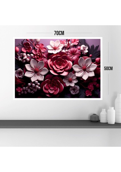 Çiçek Büyük Boy Renkli Solmaz Kaliteli Baskı Çerçeve Görünümlü Mdf Tablo 70X50CM 102 modelleri