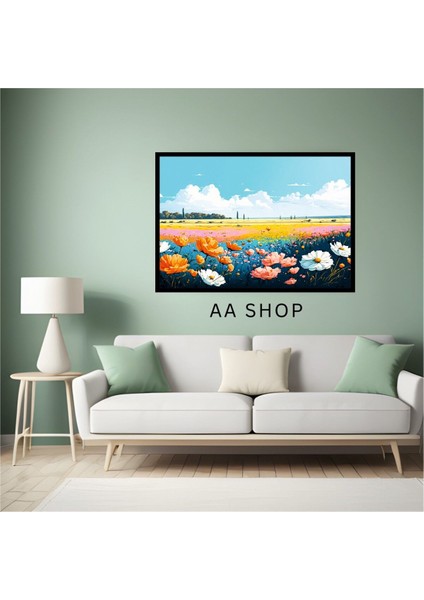 Çiçek Büyük Boy Renkli Solmaz Kaliteli Baskı Çerçeve Görünümlü Mdf Tablo 70X50CM 66 fiyatları