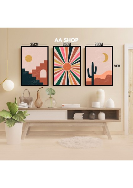 3 Parça Renkli Solmaz Kaliteli Baskı Çerçeve Görünümlü Mdf Tablo Set 11 modelleri
