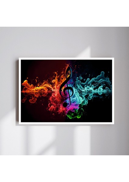 Müzik Nota Büyük Boy Renkli Solmaz Kaliteli Baskı Çerçeve Görünümlü Mdf Tablo 70X50CM 132