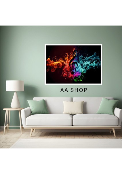 Müzik Nota Büyük Boy Renkli Solmaz Kaliteli Baskı Çerçeve Görünümlü Mdf Tablo 70X50CM 132 fiyatları