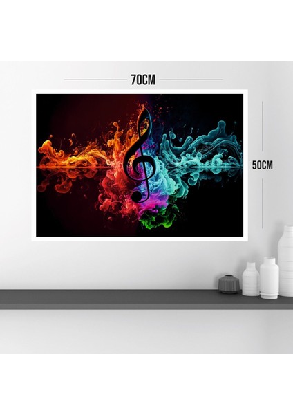Müzik Nota Büyük Boy Renkli Solmaz Kaliteli Baskı Çerçeve Görünümlü Mdf Tablo 70X50CM 132 modelleri