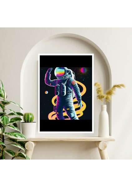 Astronot Uzay Büyük Boy Renkli Solmaz Kaliteli Baskı Çerçeve Görünümlü Mdf Tablo 70X50CM 48 fiyatları
