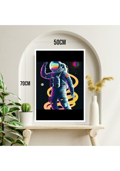 Astronot Uzay Büyük Boy Renkli Solmaz Kaliteli Baskı Çerçeve Görünümlü Mdf Tablo 70X50CM 48 modelleri