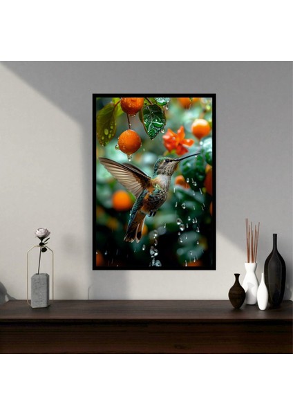 Kuş Doğa Büyük Boy Renkli Solmaz Kaliteli Baskı Çerçeve Görünümlü Mdf Tablo 70X50CM 32
