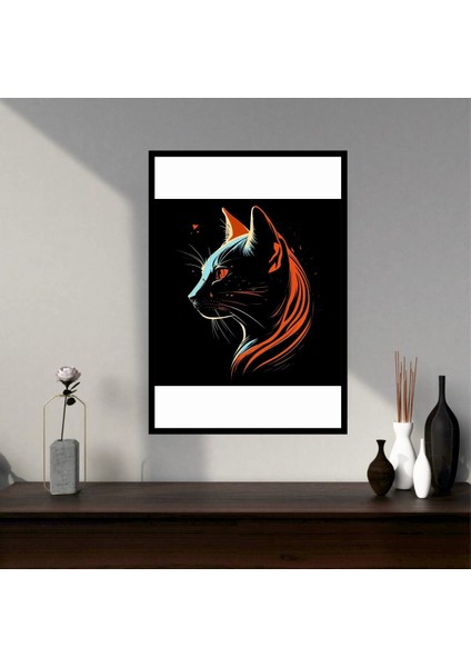 Kedi Hayvan Büyük Boy Renkli Solmaz Kaliteli Baskı Çerçeve Görünümlü Mdf Tablo 70X50CM 178